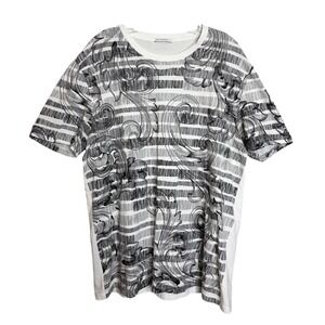 Versace Collection T Shirt Mens XXL Black White Fleur De Lis Cotton Tee
